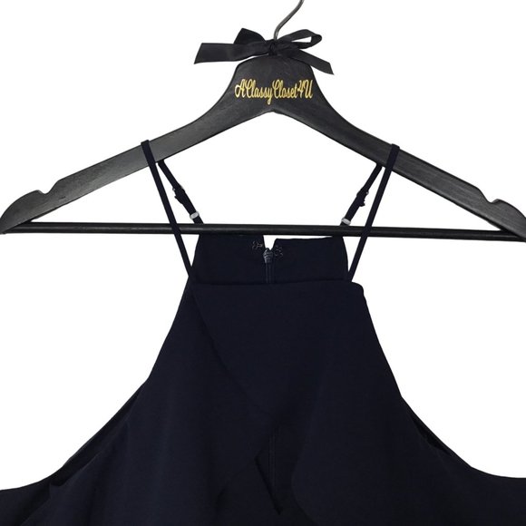 Adelyn Rae Navy Blue Cold Shoulder Jumpsuit S - Picture 5 of 8